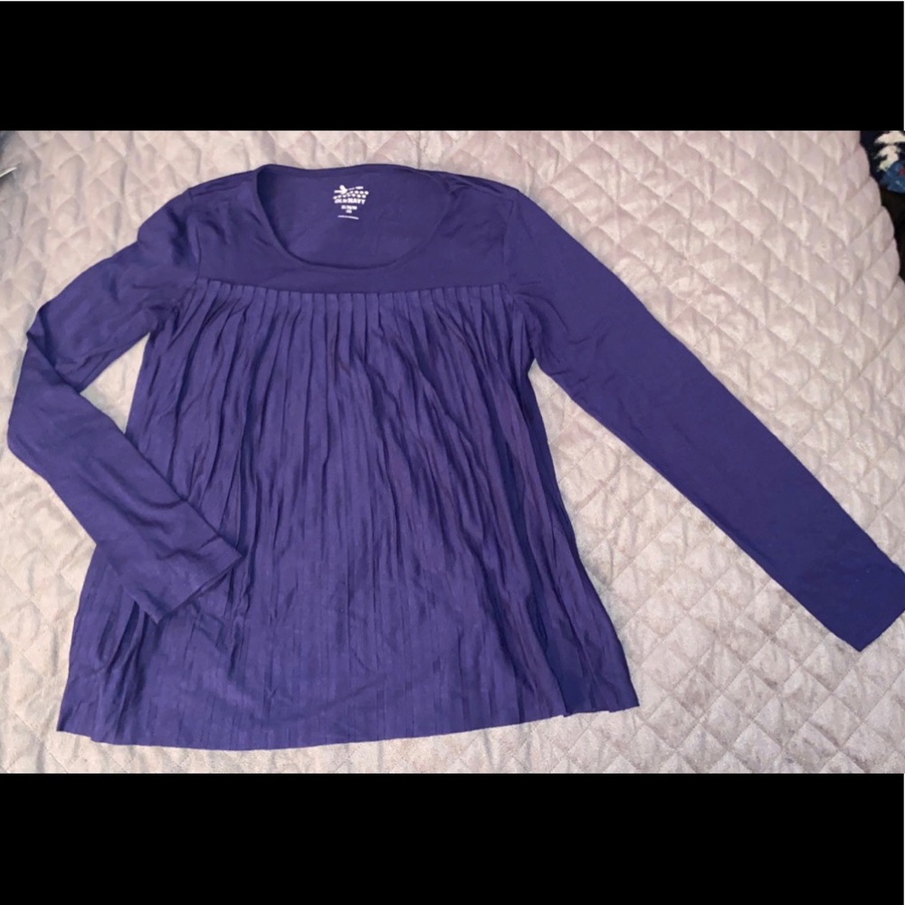Blue Long Sleeve Pleated Shirt